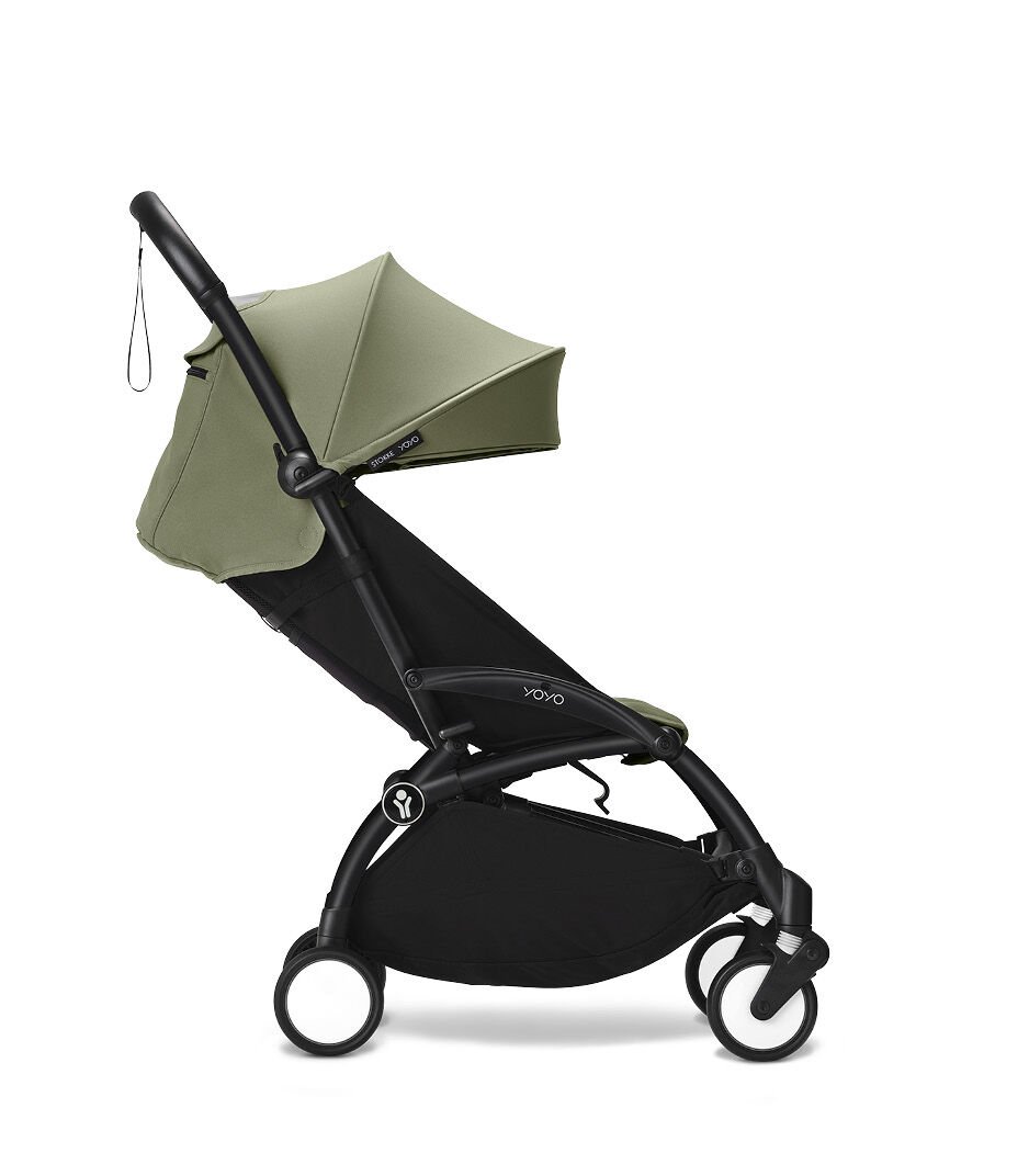 Stokke® YOYO3® 6+ Olive. Black Frame. Reclined seat position. galery image 8